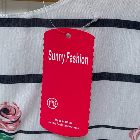 NEW B06 Sunny Fashion floral roses and stripes Girl's Dress - Picture 4 of 10